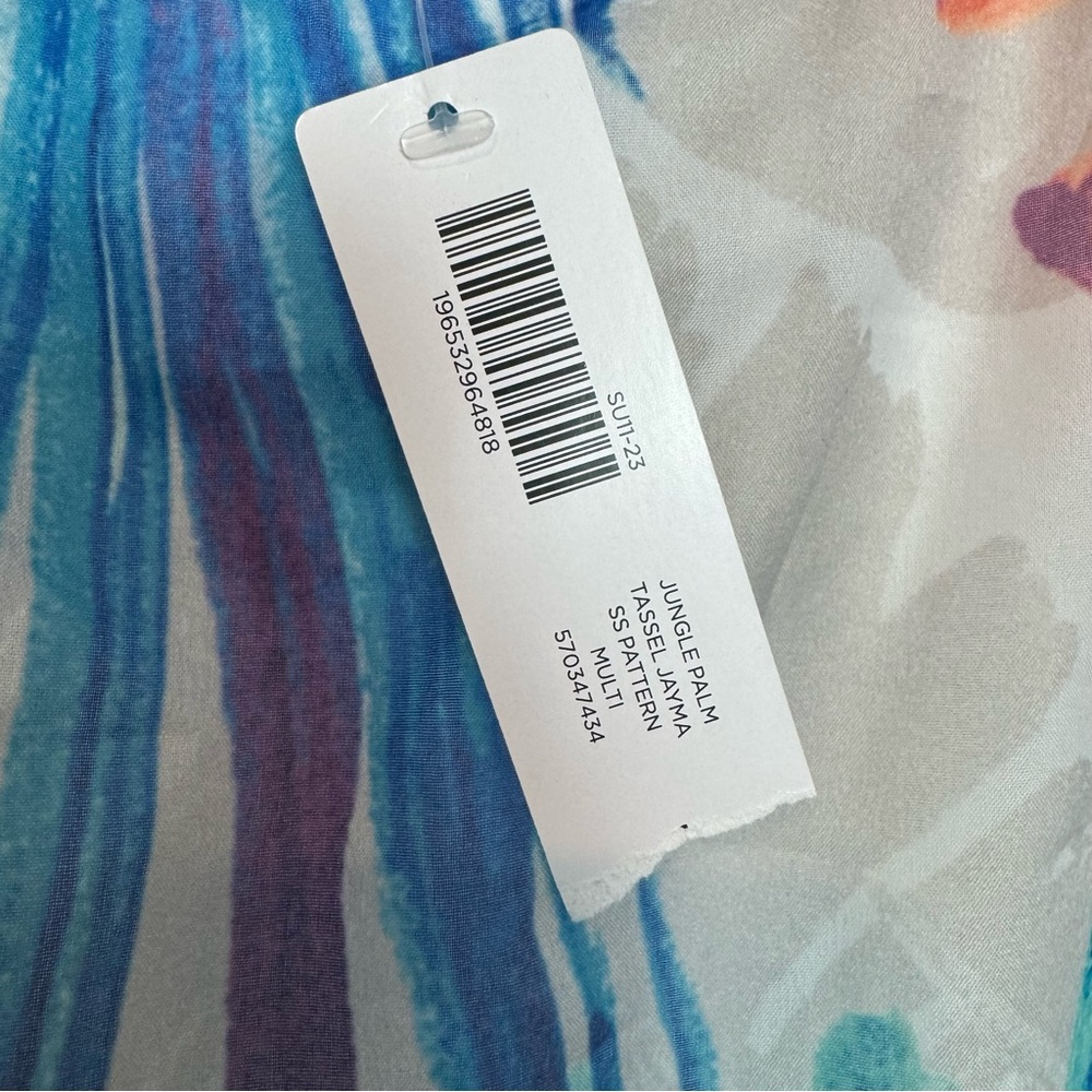 Chicos Tropical Palm Tassel Multicolor Tank Kaftan Top - Picture 6 of 9